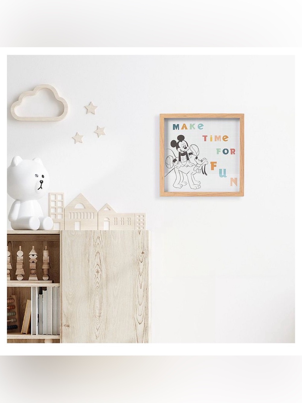 Disney Mickey and Friends Multicolor Letter Wall Art with Black Line Art